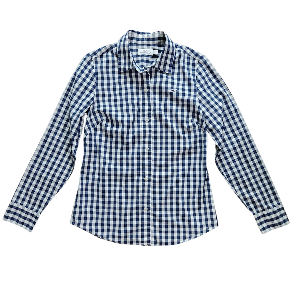 Vineyard Vines classic button down blue & white checkered size 0